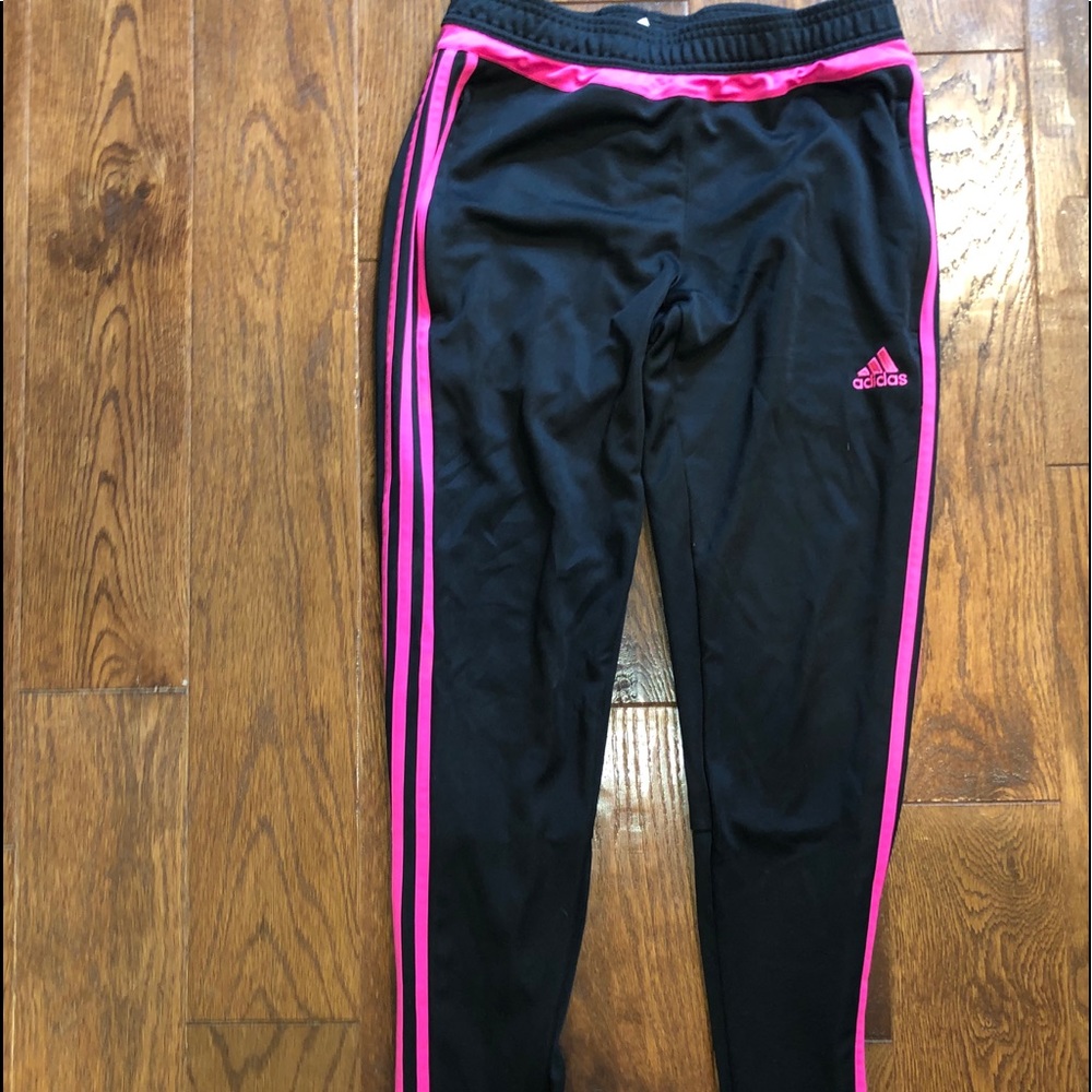 Pink and black Adidas Track Pants
